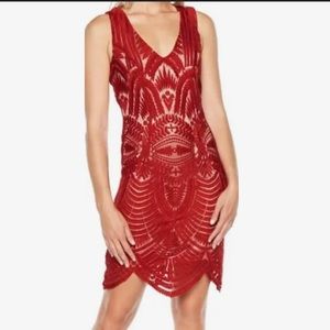Bardot Embroidered Red Dress